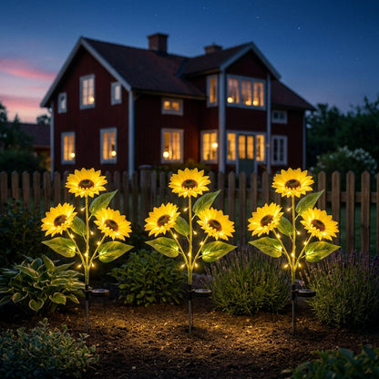 Solroslampa™ Solcellsdriven trädgårdslampa som ser ut som en riktig solros